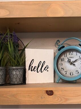 Hello Script Block Sign - White